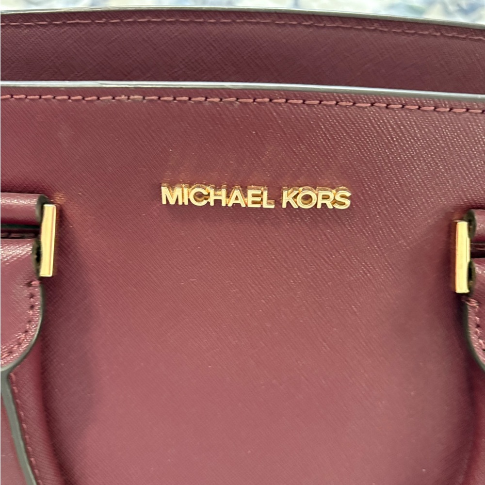 Michael Kors Red Shoulder Bag with Gold Accents